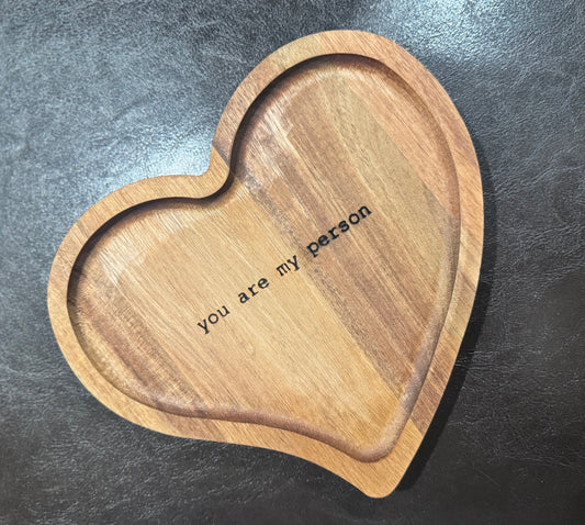 Heart Shape Acacia Wood Tray